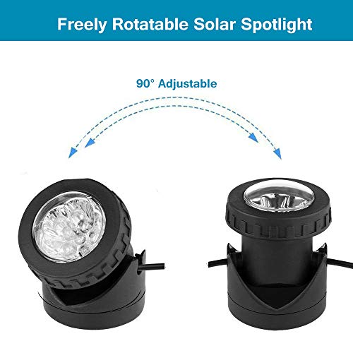 AVEKI Solar Pond Spotlights, 12 LED Solar Underwater Lights with D...