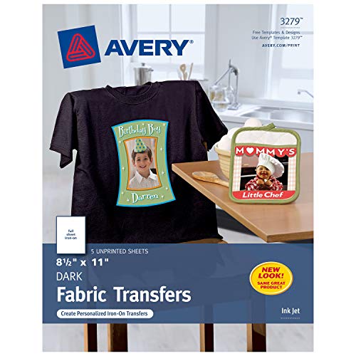 Avery Printable T-Shirt Transfers, For Use on Dark Fabrics, Inkjet...