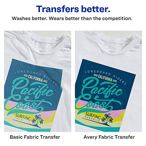 Avery Printable T-Shirt Transfers, For Use on Light Fabrics, Inkje...