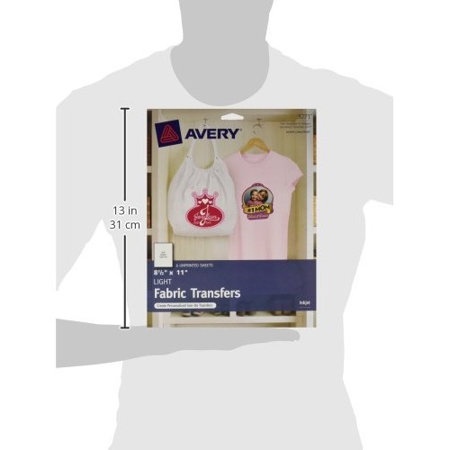 Avery Printable T-Shirt Transfers, For Use on Light Fabrics, Inkje...