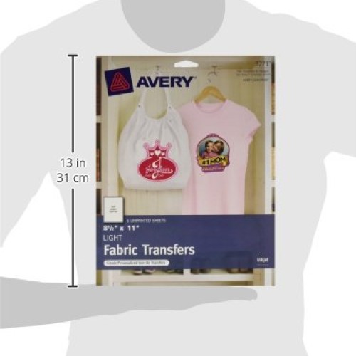 Avery Printable T-Shirt Transfers, For Use on Light Fabrics, Inkje...