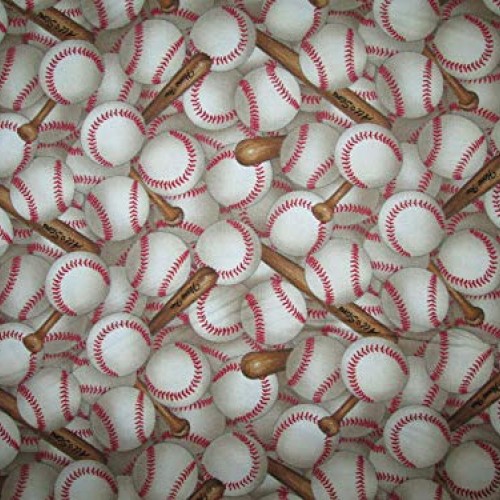 Fat Quarter 18 x 22 Beautiful Fabric Baseball Sport Games Wh...