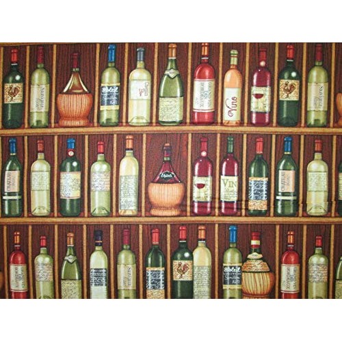 Fat Quarter Yard 18 x 22 Fabric Bar Alcohol Wine Beer Varietie...