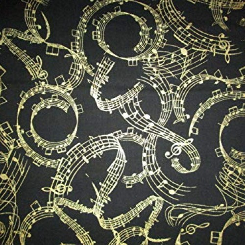 Fat Quarter Yard 18 x 22 Fabric Crazy Flying Notes Musical Hob...