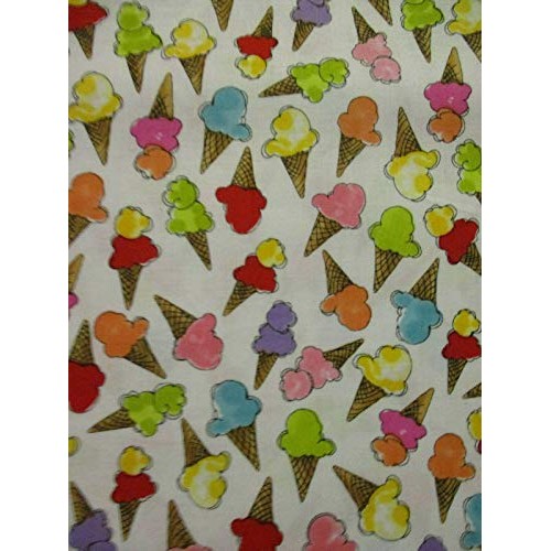 Fat Quarter Yard 18 x 22 Fabric Retro Ice Cream Waffles Cones ...