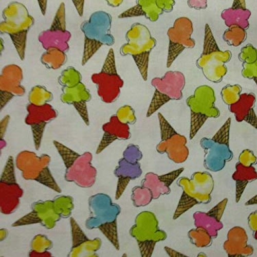 Fat Quarter Yard 18 x 22 Fabric Retro Ice Cream Waffles Cones ...
