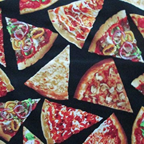 Fat Quarter Yard 18 x 22 Fabric Round Food Pizza Red Tasty Col...