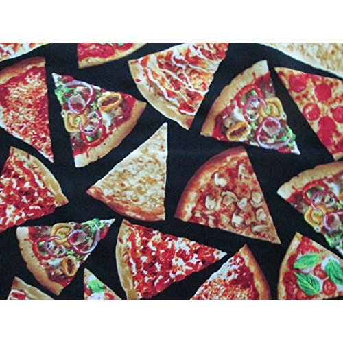 Fat Quarter Yard 18 x 22 Fabric Round Food Pizza Red Tasty Col...