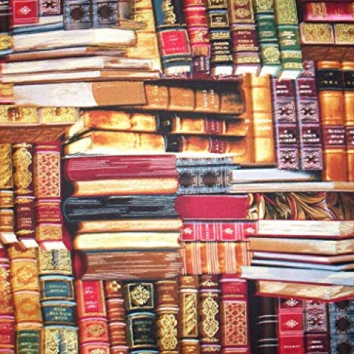 Half Yard 18 x 44 Fabric Vintage Rom Library Gold Brown Type: ...