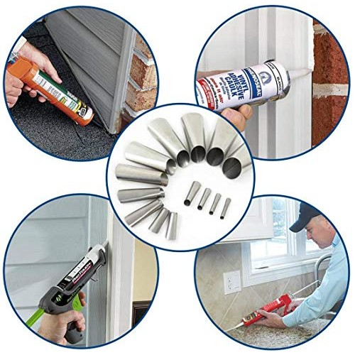 Caulking Finisher Tool Kit - 14Pcs - Upgraded Caulk Nozzle Applica...