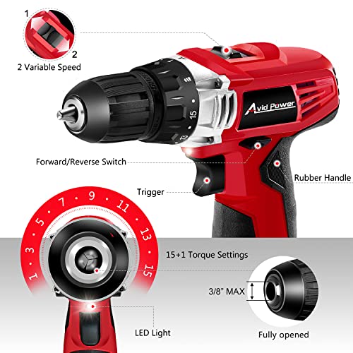AVID POWER 12V Cordless Drill, Power Drill Set with 22pcs Impact D...