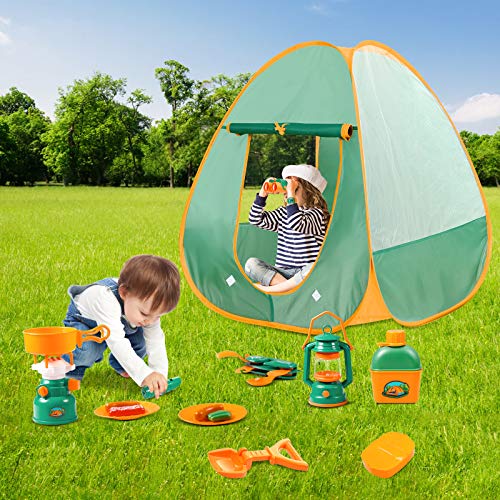Awefrank Kids Camping Set, Pop Up Tent with Kids Camping Gear Set,...