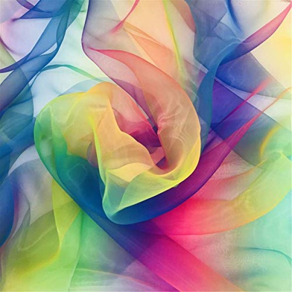 Organza Fabric Rainbow Multicolored Tutu Voile for Organza Bags, D...