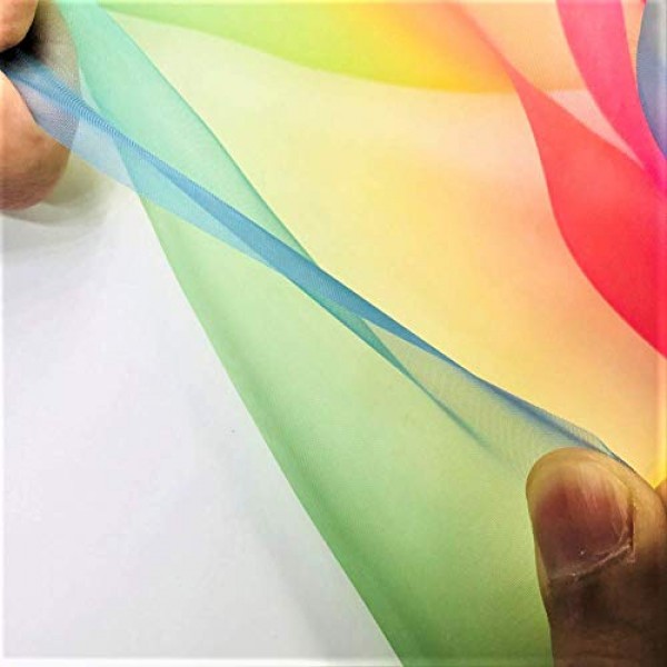 Organza Fabric Rainbow Multicolored Tutu Voile for Organza Bags, D...