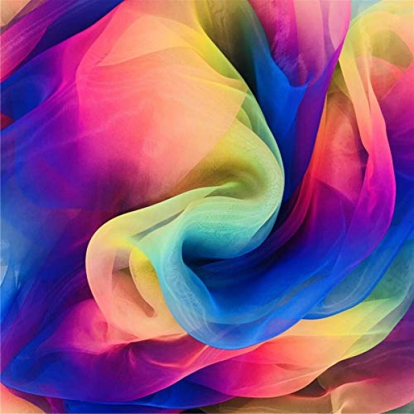 Organza Fabric Rainbow Multicolored Tutu Voile for Organza Bags, D...