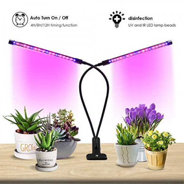 Plant Light Grow Light Timing Function Dual Head 18W LED Lights 3 ...