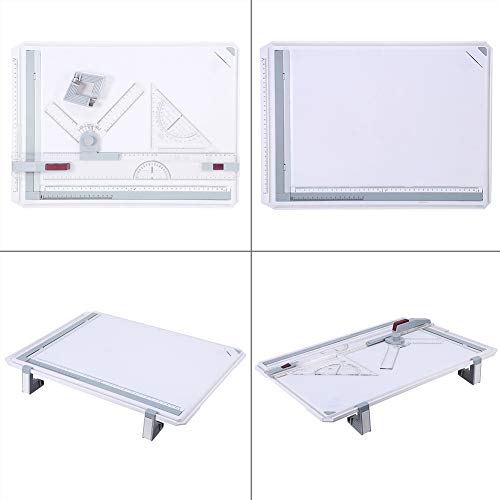 Drawing Board, Pro A3 Drawing Board Table with Clear Rule Parallel...