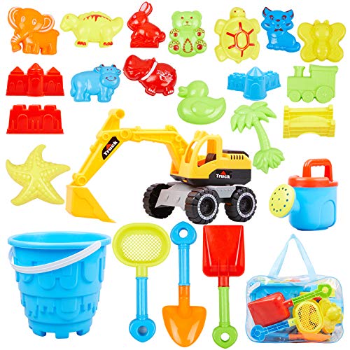 Ayukawa 23 Pcs Beach Sand Toys ,Castle,Excavator,Watering can, Mol...