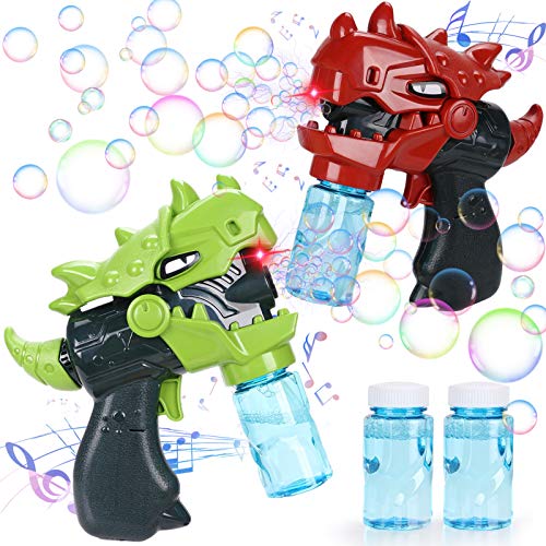 2PCS Bubble Machine Dinosaur Bubble Light Up Music Bubbles Blo...