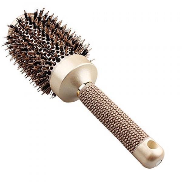 Baasha Extra Large Round Brush With Boar Bristles 3.3 inch, Blow D...
