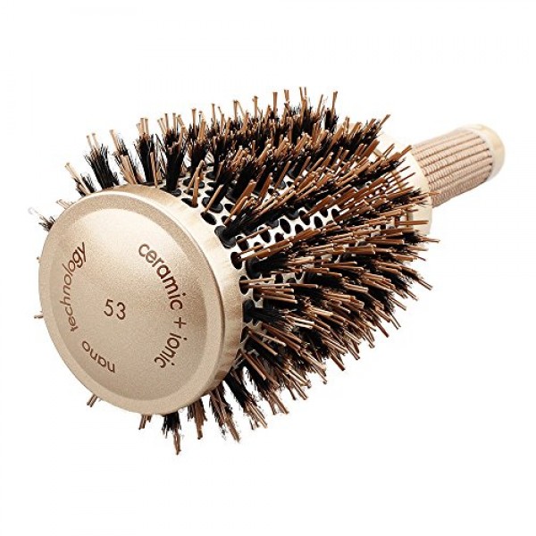 Baasha Extra Large Round Brush With Boar Bristles 3.3 inch, Blow D...