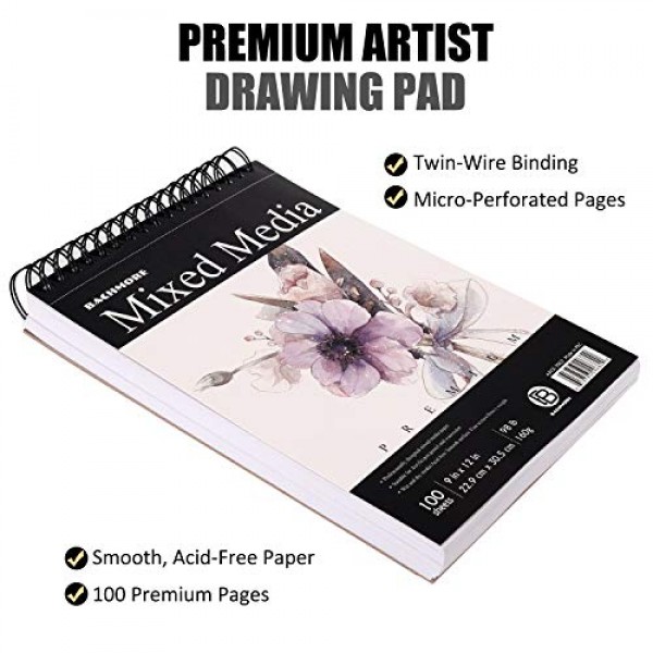 Bachmore Sketchpad 100 Sheets,Watercolor,Acrylic Art Pad for Sketc...