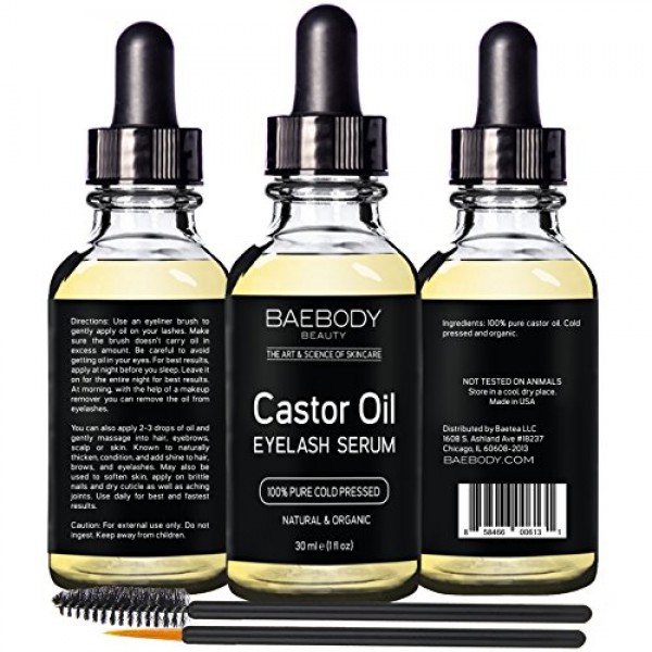 Organic Castor Oil - 100% Certified Pure Cold Pressed, Hexane free...