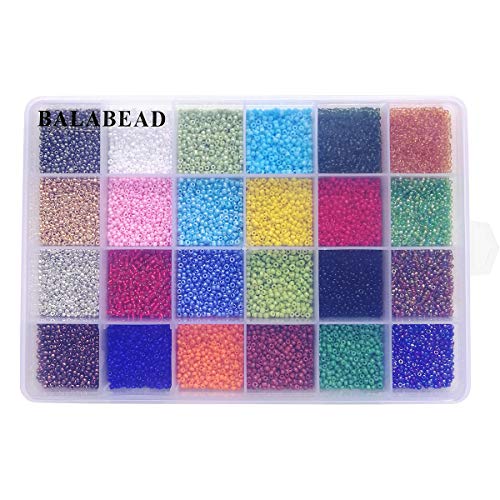 BALABEAD 24000pcs in Box 24 Multicolor Assortment 12/0 Glass Seed ...
