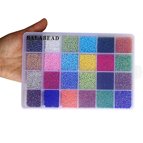 BALABEAD 24000pcs in Box 24 Multicolor Assortment 12/0 Glass Seed ...