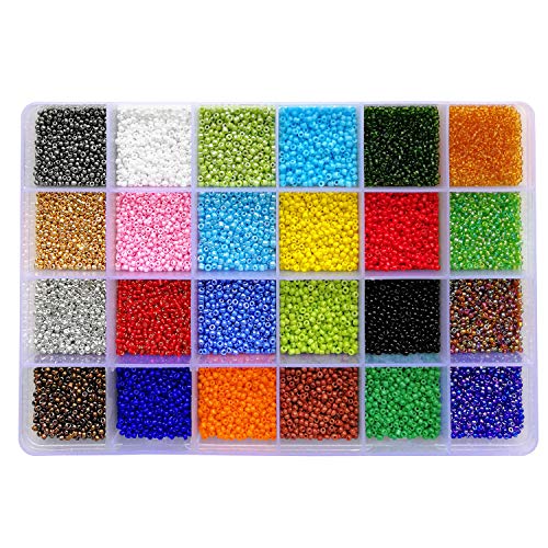 BALABEAD 24000pcs in Box 24 Multicolor Assortment 12/0 Glass Seed ...