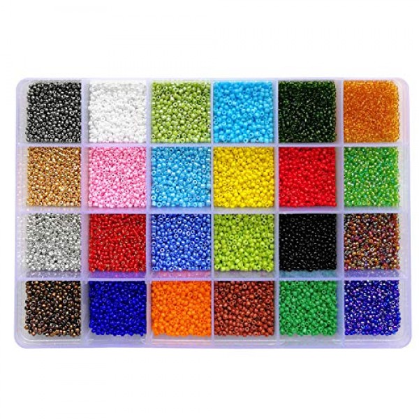 BALABEAD 24000pcs in Box 24 Multicolor Assortment 12/0 Glass Seed ...