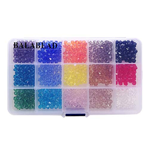 BALABEAD 6mm Bicone Faceted Crystal Glass Beads for Jewelry Making...