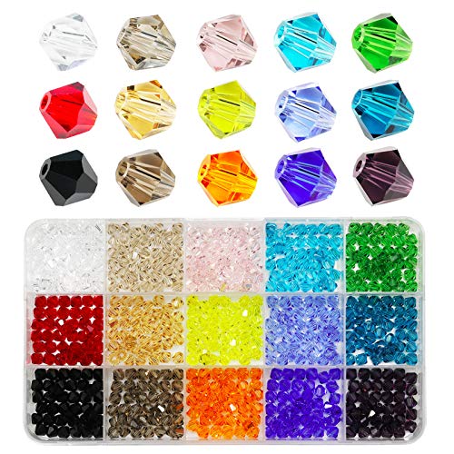 BALABEAD 6mm Bicone Faceted Crystal Glass Beads for Jewelry Making...