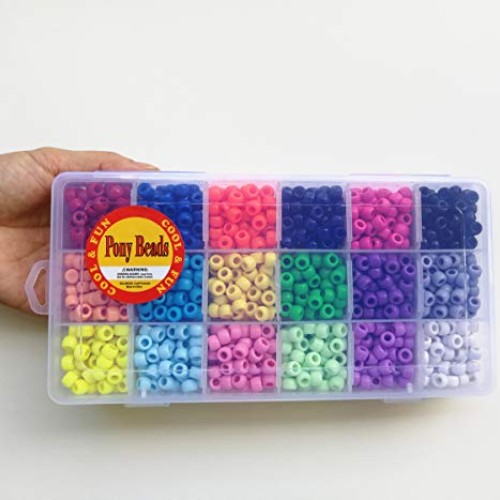 BALABEAD Giant Crayon Bead Box, Pony Beads with Smooth Surface Cra...