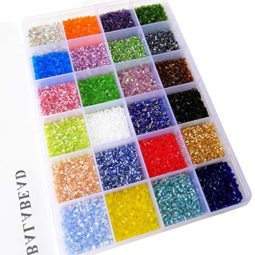 BALABEAD Glass Bugle Seed Beads with Beading Needles About 21600pc...