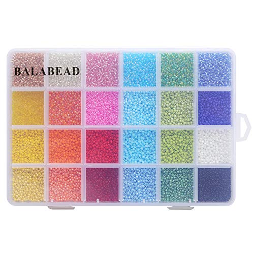 BALABEAD Seed Beads About 24000pcs in Box Multicolor Assortment 12...