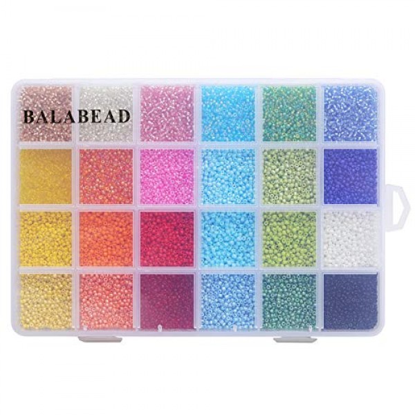 BALABEAD Seed Beads About 24000pcs in Box Multicolor Assortment 12...