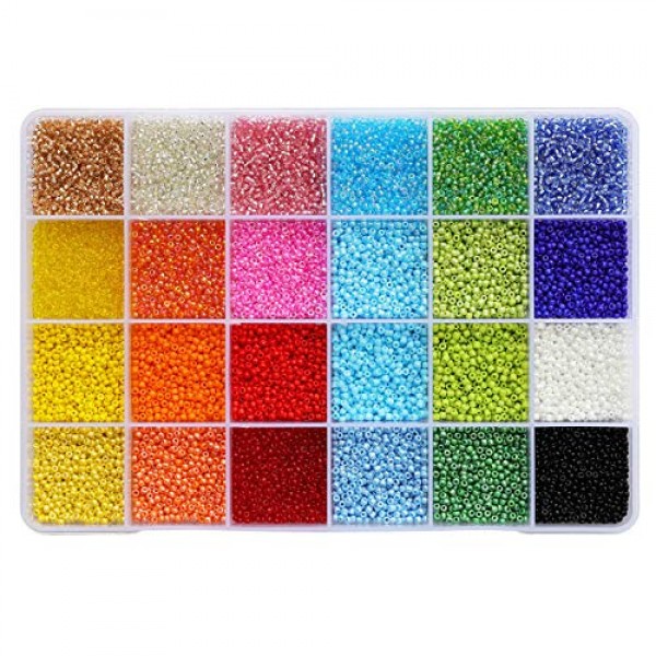 BALABEAD Seed Beads About 24000pcs in Box Multicolor Assortment 12...