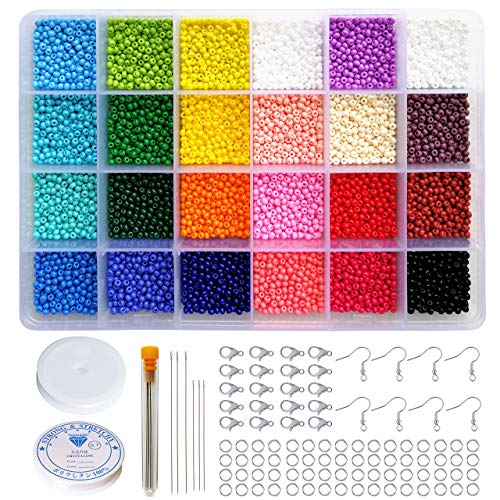 BALABEAD Size Almost Uniform Glass Seed Beads with Beading Kit, Ab...