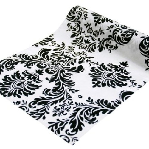 BalsaCircle 54-Inch Wide x 10 Yards Black on White Flocking Damask...
