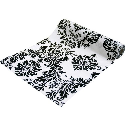 BalsaCircle 54-Inch Wide x 10 Yards Black on White Flocking Damask...