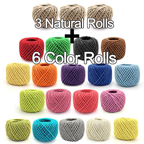 BambooMN 2025 ft 2mm Crafty Jute Twine String Jute, 3 Natural Roll...