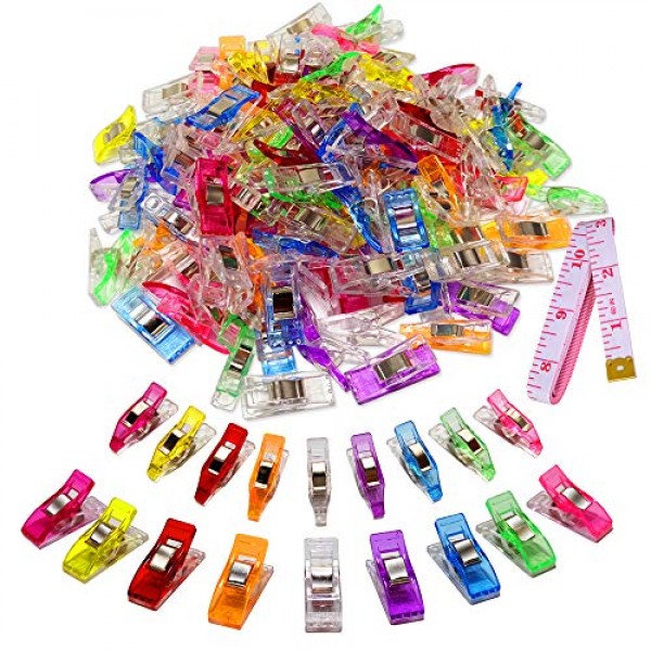 BamLue 100 Pack-2 Sizes/70+30 Sewing Clips Multi-Color for Sewing ...