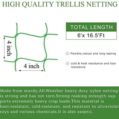 Bamzhu Heavy-Duty Nylon Garden Plant Trellis Netting Elastic Plant...