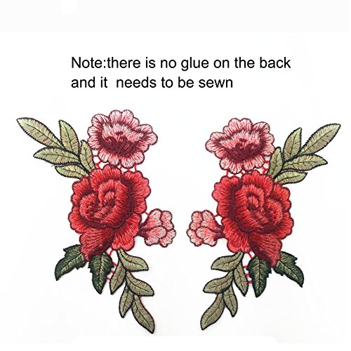 Banfeng 12pcs Rose Embroidered Lace Flower Applique Patches for Ar...