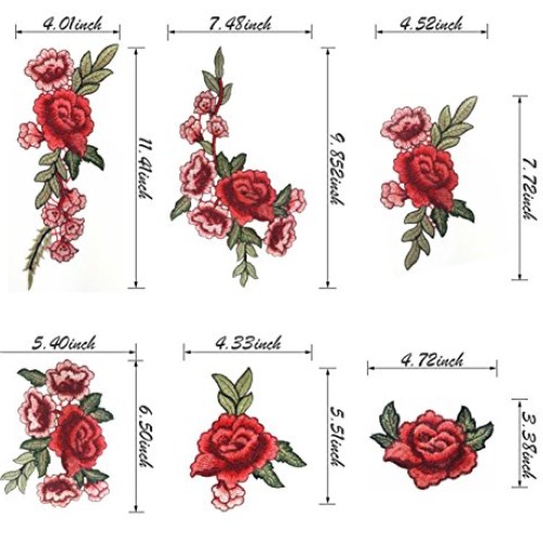 Banfeng 12pcs Rose Embroidered Lace Flower Applique Patches for Ar...