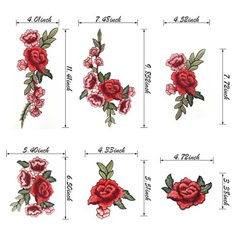 Banfeng 12pcs Rose Embroidered Lace Flower Applique Patches for Ar...
