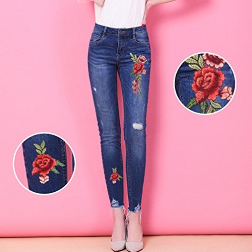 Banfeng 12pcs Rose Embroidered Lace Flower Applique Patches for Ar...