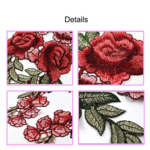 Banfeng 12pcs Rose Embroidered Lace Flower Applique Patches for Ar...