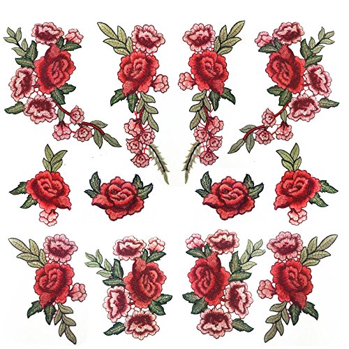 Banfeng 12pcs Rose Embroidered Lace Flower Applique Patches for Ar...